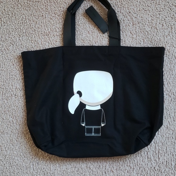 NWT Karl Lagerfeld Tote Bag Karl Lagerfeld Motif on Front AND Back! Tote Bag - Picture 2 of 16